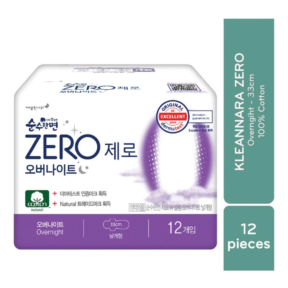 Băng Vệ Sinh Kleannara Zero Mặt Bông Ban Đêm 33cm 12 Miếng