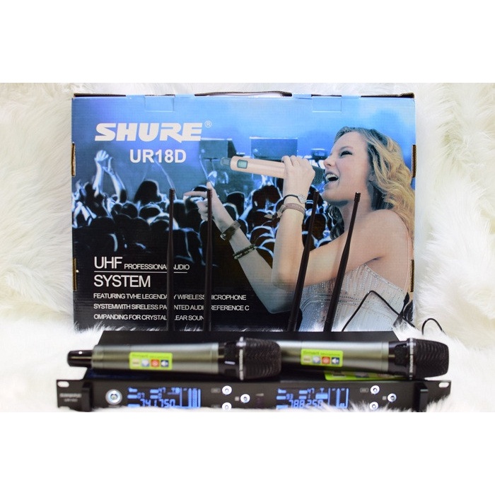 Micro không dây shure UR18D 4 râu phát sóng xa, chống hú tốt - shure ur-18d