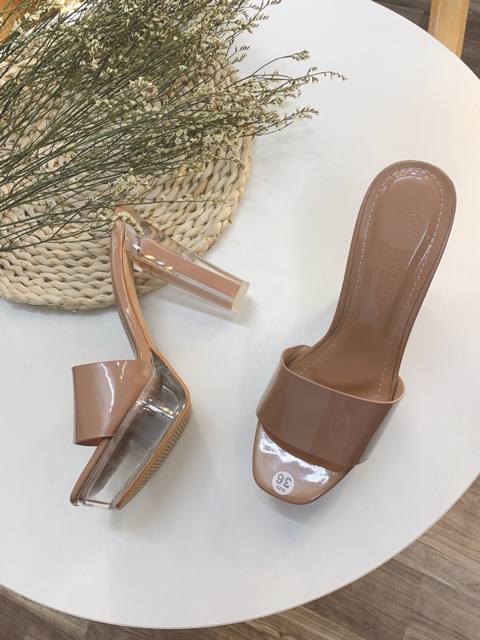 Guốc mika đúp đế gót vuông 12cm