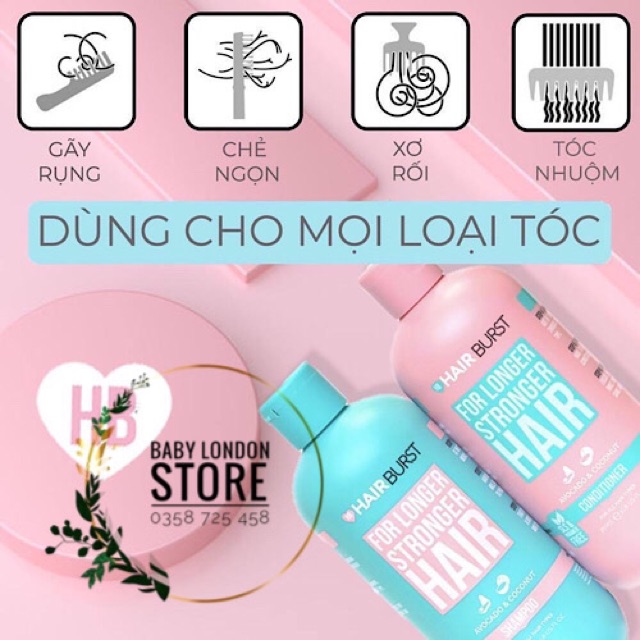 Cặp dầu gội xả Hair Burst giúp tóc chắc khoẻ chai 350ml