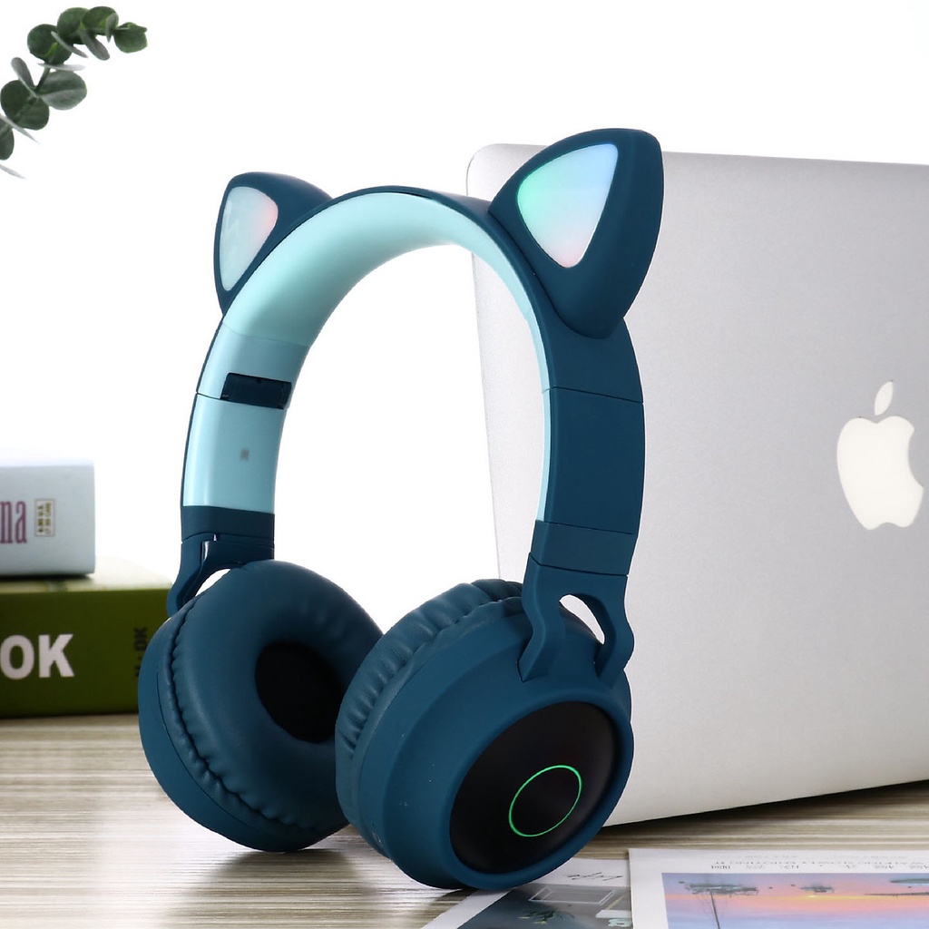 Tai Nghe Mèo Bluetooth Cao Cấp, Headphone Tai Mèo Đáng Yêu, Có Mic, Chống Ồn, Âm Thanh Trầm Ấm