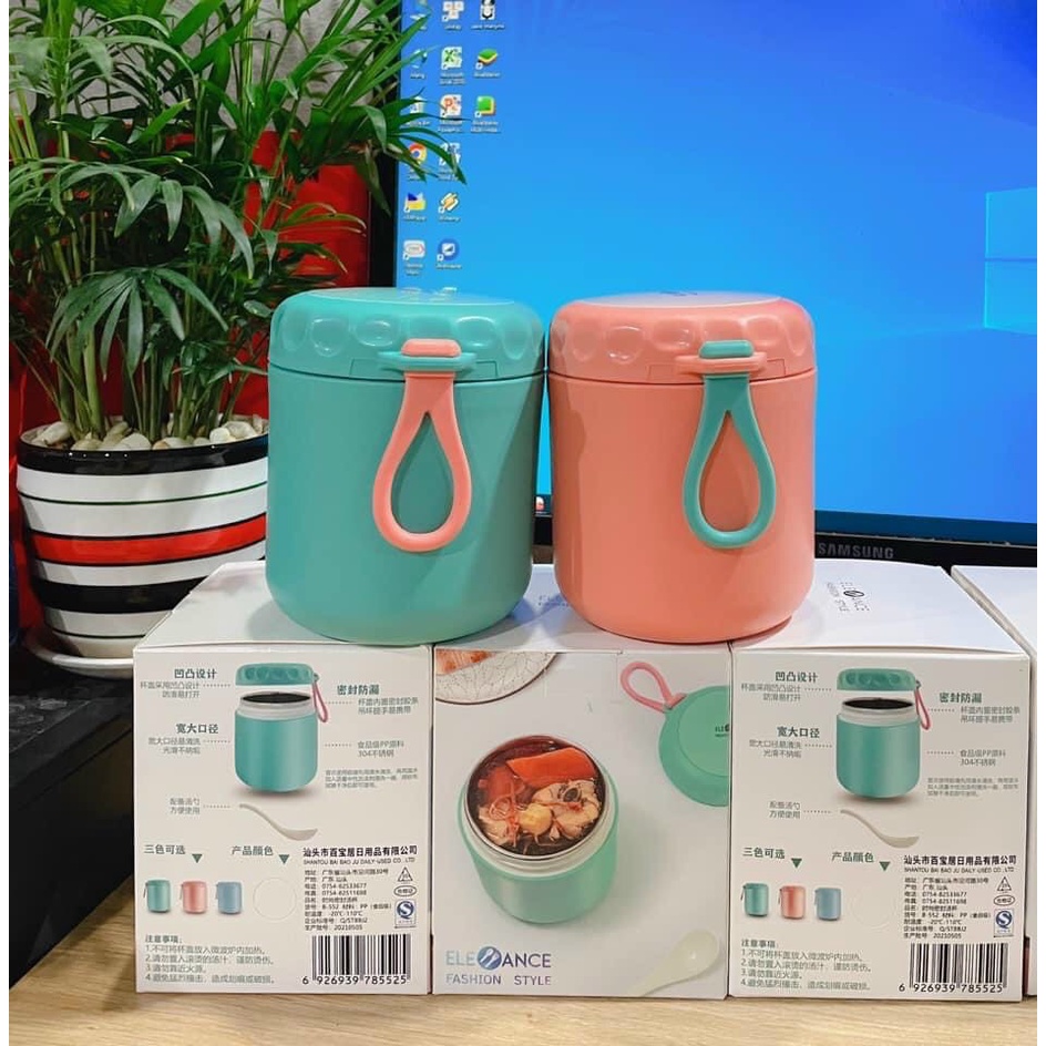 Bình ủ cháo giữ nhiệt cho bé dung tích 430ml, bình đựng canh giữ nhiệt có cấu tạo bên trong bằng inox 304 an toàn
