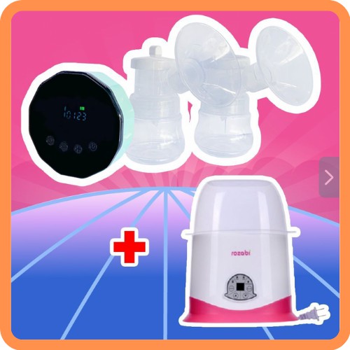 Combo máy hút sữa rozabi Basic plus, máy hâm rozabi cảm ứng 5 chức năng