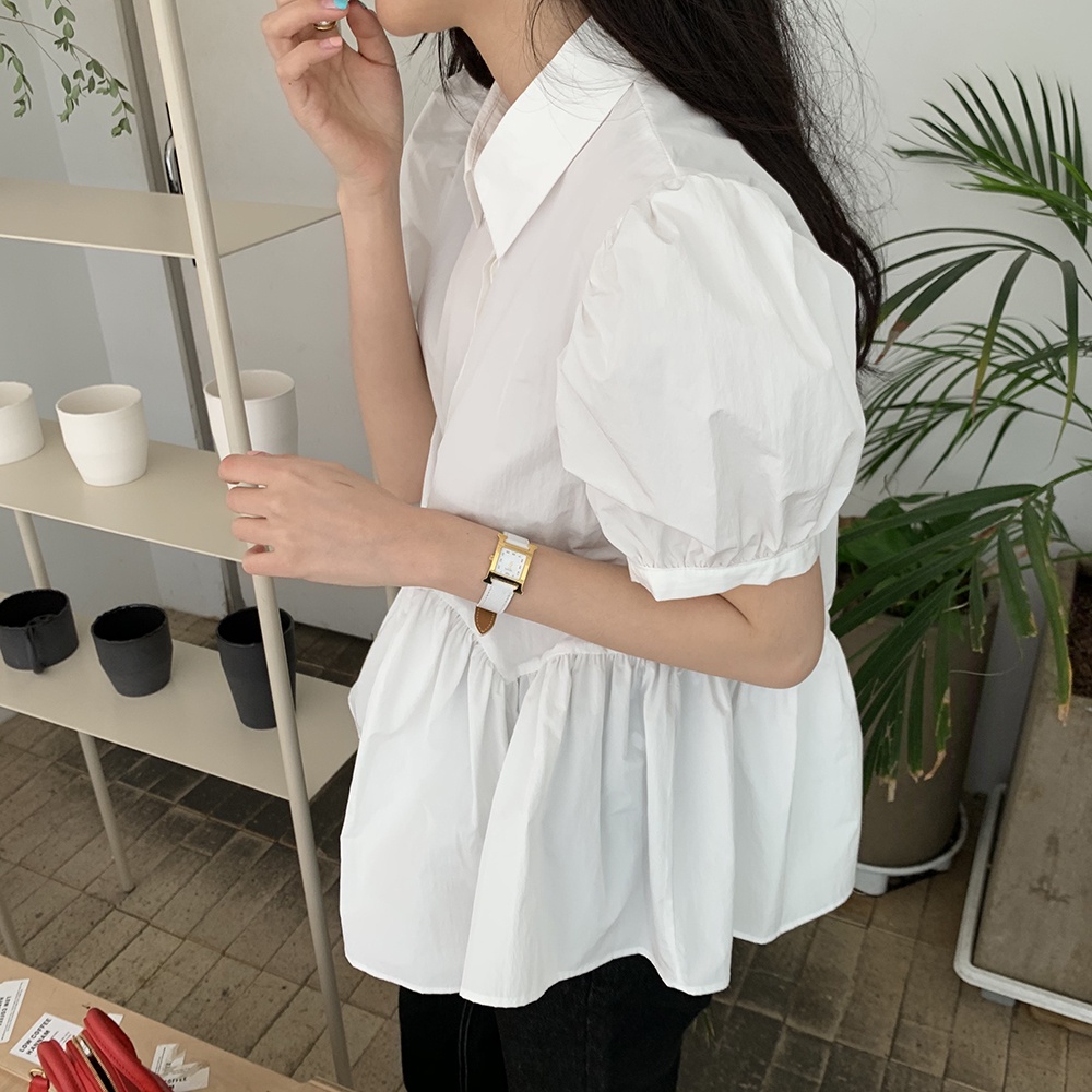 Đầm Sơ Mi Ngắn Tay Cổ Búp Bê Dáng Rộng Thiết Kế Mới Thời Trang Theo Phong Cách Hàn Quốc Cho Nữ