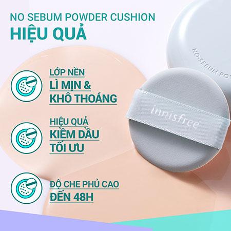 Phấn nước Innisfree No Sebum Powder Cushion Powder Cushion SPF 29 PA++ 14g tone 17N - 21N - 23N