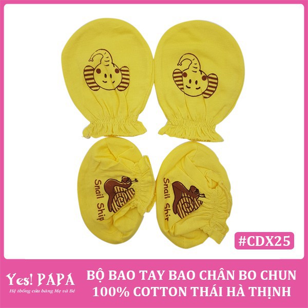 Bộ bao tay &amp; bao chân bo chun sơ sinh Thái Hà Thịnh chất liệu 100% cotton cao cấp