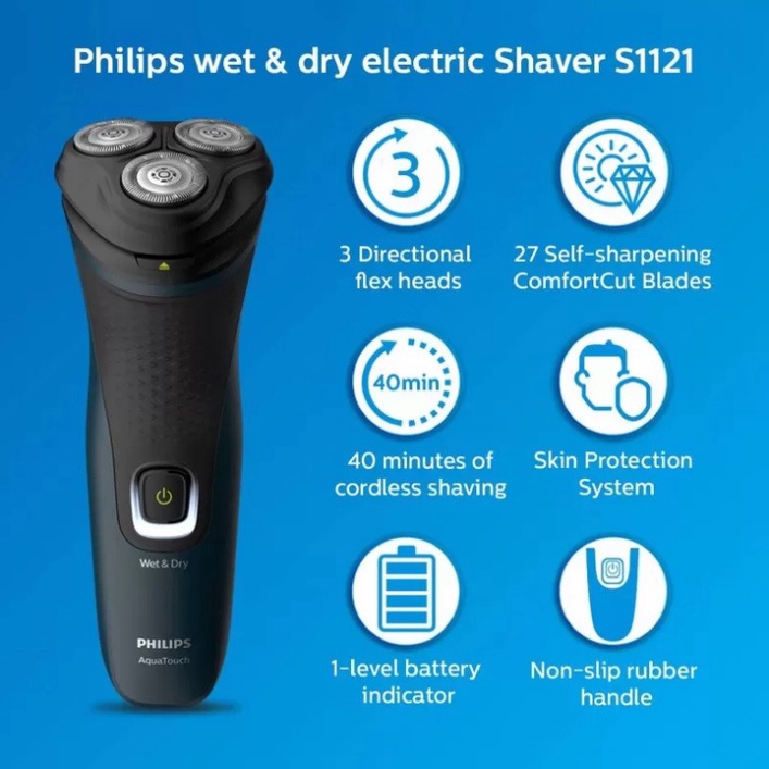 Máy cạo râu khô và ướt thương hiệu Philips AquaTouch S1121/41 - BẢO HÀNH 2 NĂM