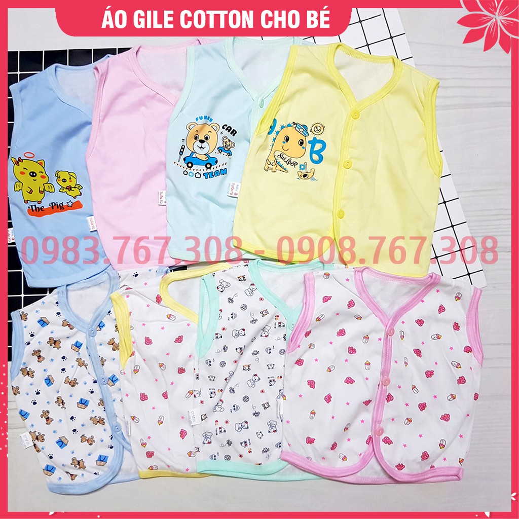 Áo Gile Cotton Sơ Sinh Cho Bé 2 Lớp Đẹp Mắt, Chất Vải Mềm Mại