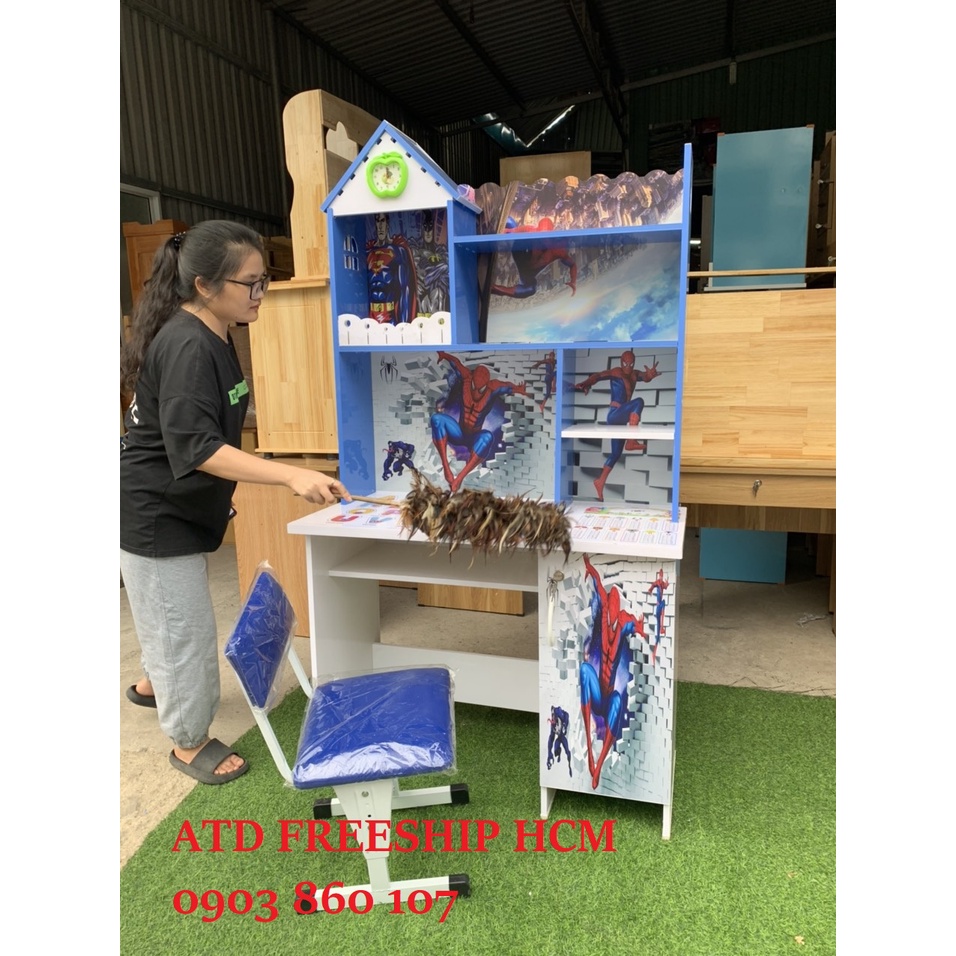 Bàn học nhựa Đài loan trẻ em in hình 3d đẹp mắt cho bé gái màu hồng bình dương tphcm