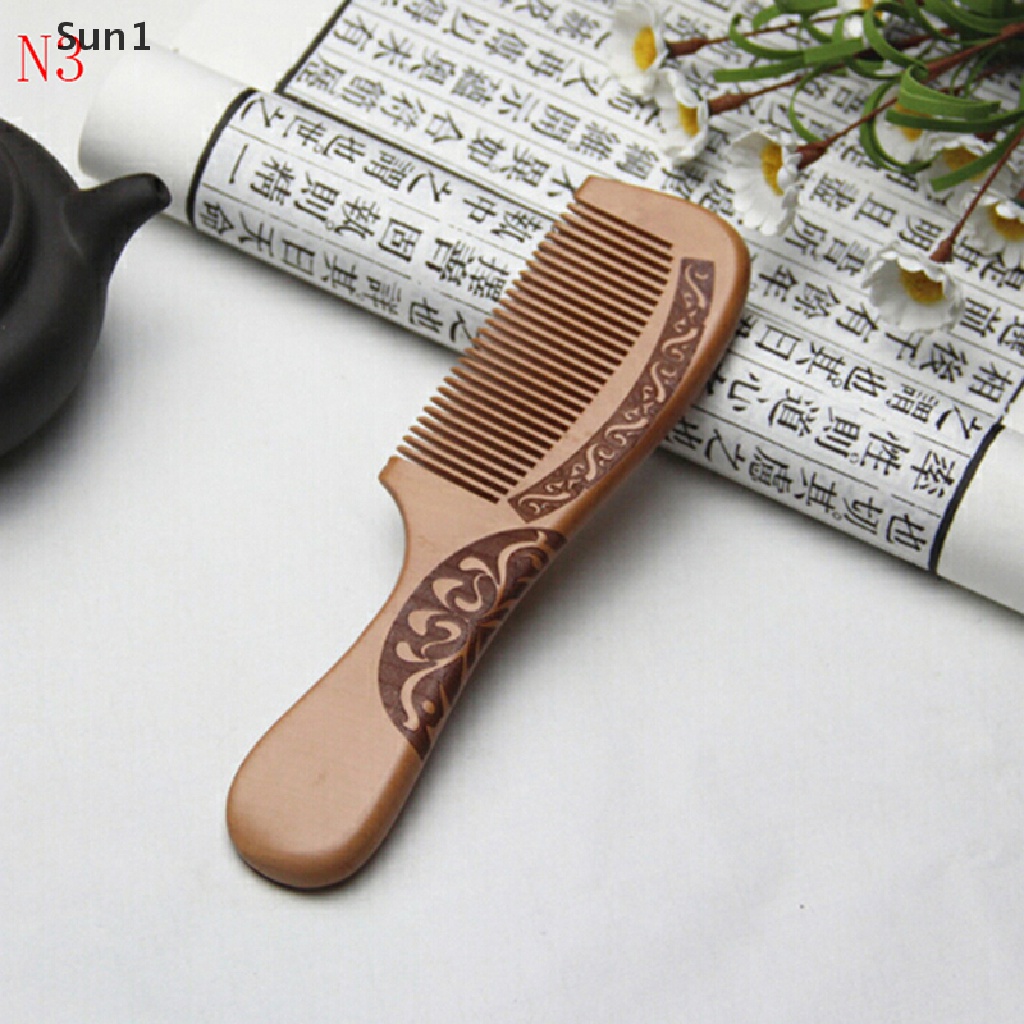 Lược Gỗ Đào Tự Nhiên Sun1 Hỗ Trợ Da Đầu Hiệu Quả