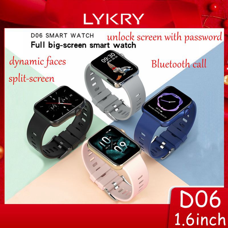 Đồng Hồ Thông Minh D06 1.6 Inch Chống Nước Ip67 Giám Sát Huyết Áp