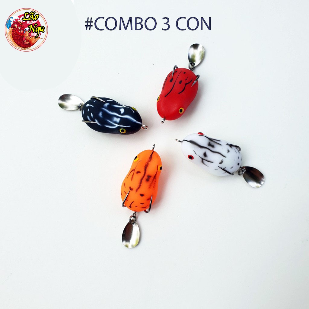 [ Combo 3 Con ] Mồi nhái giả câu lure, mồi nhái hơi có thìa Super Frog