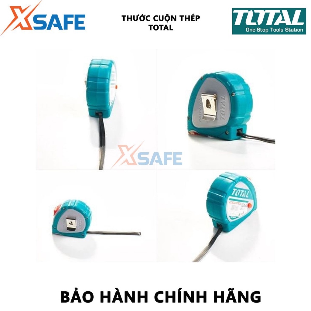 Thước cuộn thép TOTAL Thước kéo thép nền vàng chiều dài 3-10m, bề rộng lá thước 16-25mm, hợp kim thép dẻo chắc chắn