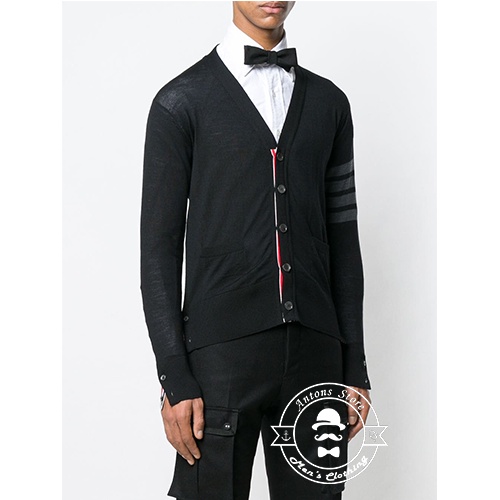 Áo Len Cardigan Thom Browne Màu Đen 4 Vạch Ghi