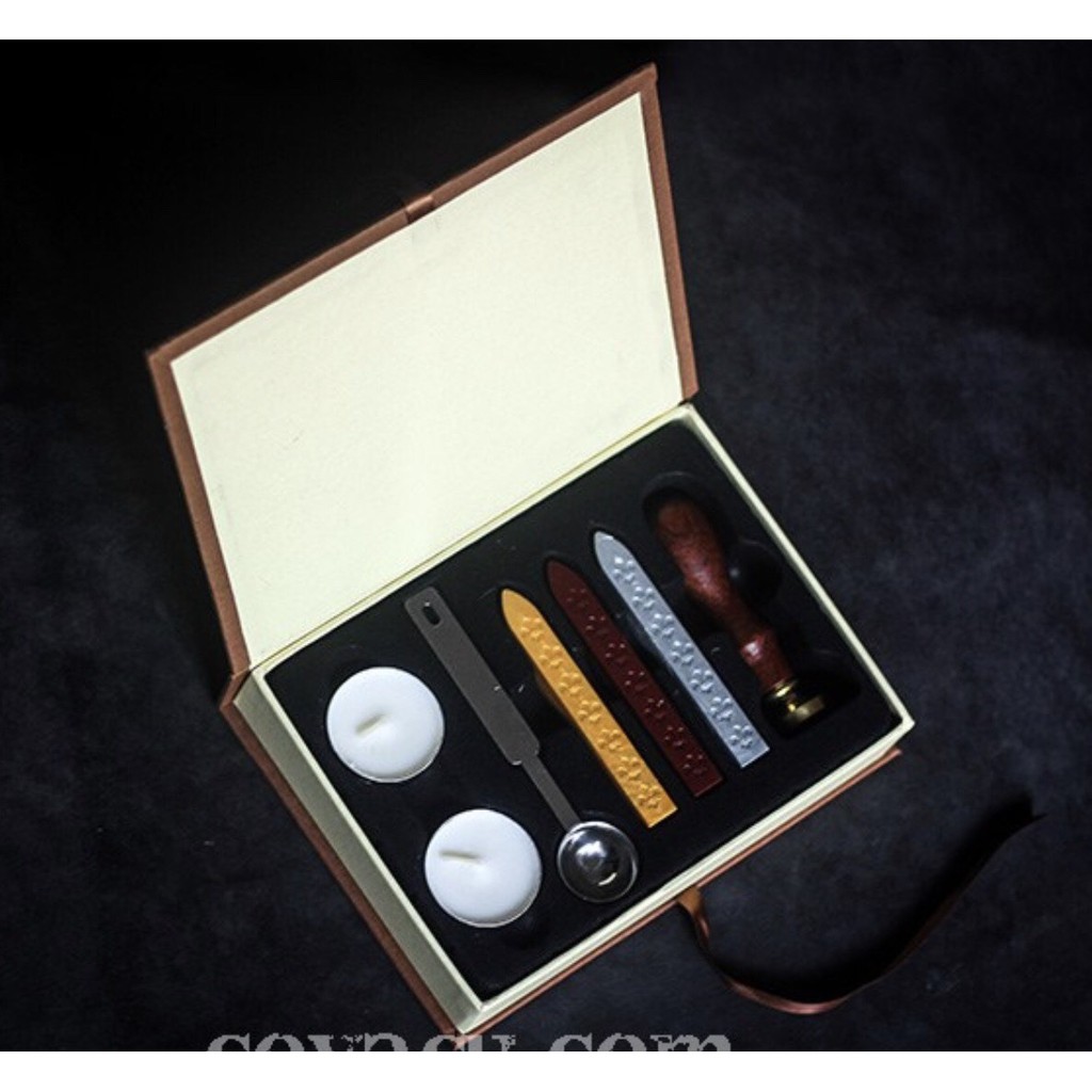 CON DẤU SÁP NIÊM PHONG BAO THƯ tặng 2 cây sáp