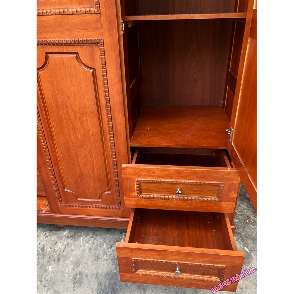 Tủ quần áo gỗ tự nhiên 4 cánh TA115