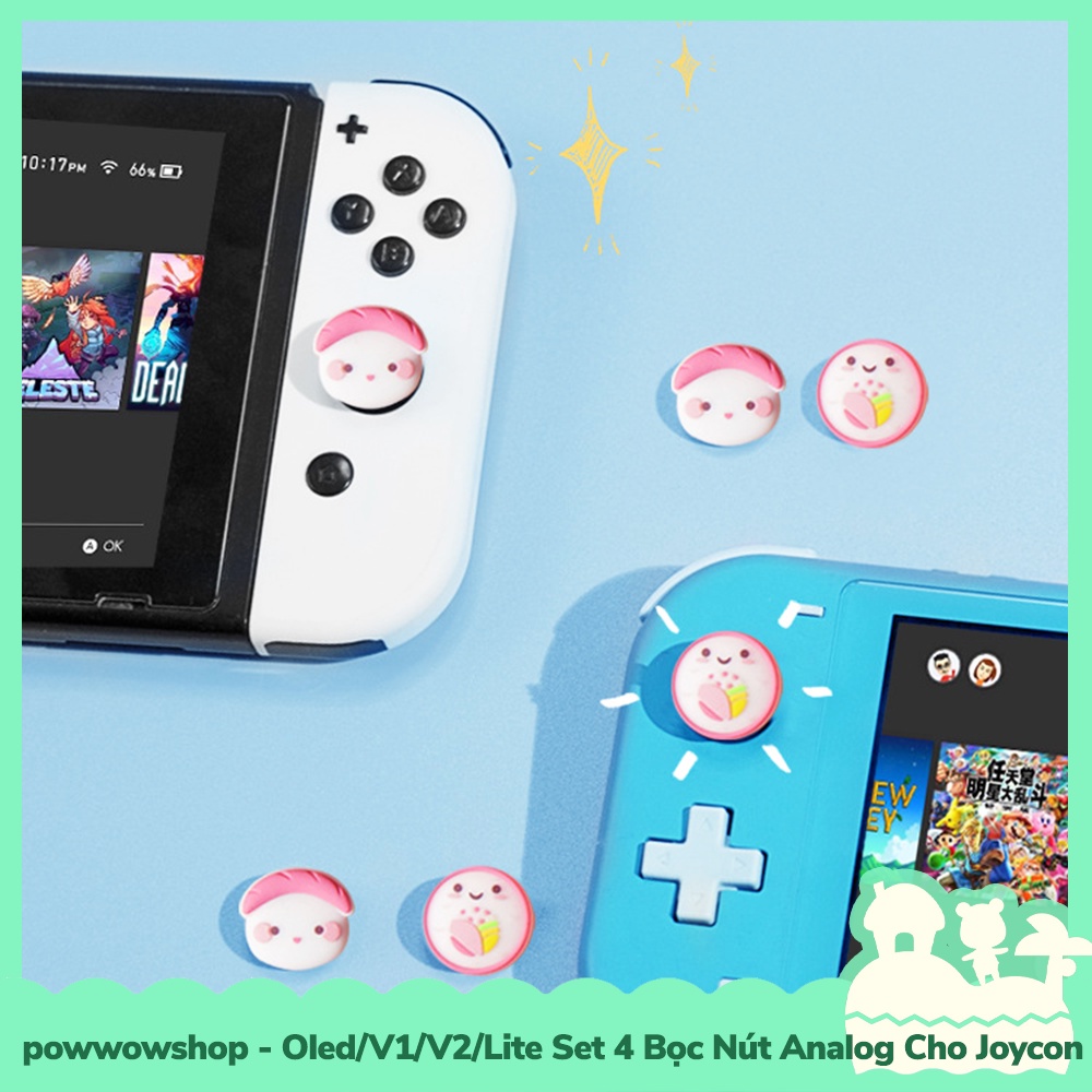 [Sẵn VN - Hỏa Tốc] Oled/V1/V2/Lite Set 4 Bọc Nút Analog Joycon Cho Máy Game Cầm Tay Nintendo Switch Sushi &amp; Sashimi