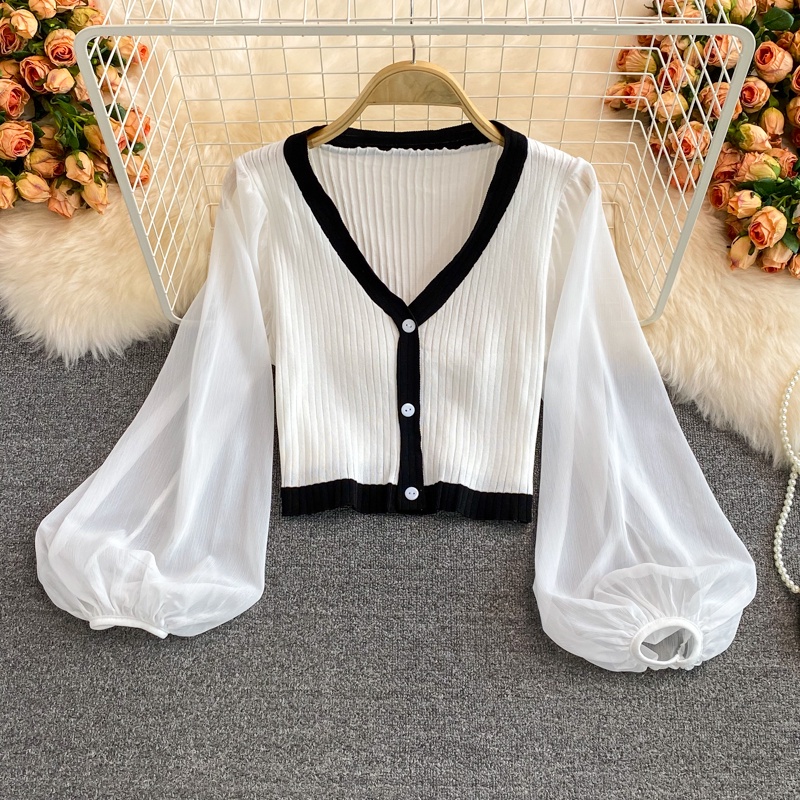 Áo Cardigan Nữ Cổ Chữ V Thời Trang Hàn Quốc Dài Tay Dệt Kim Top