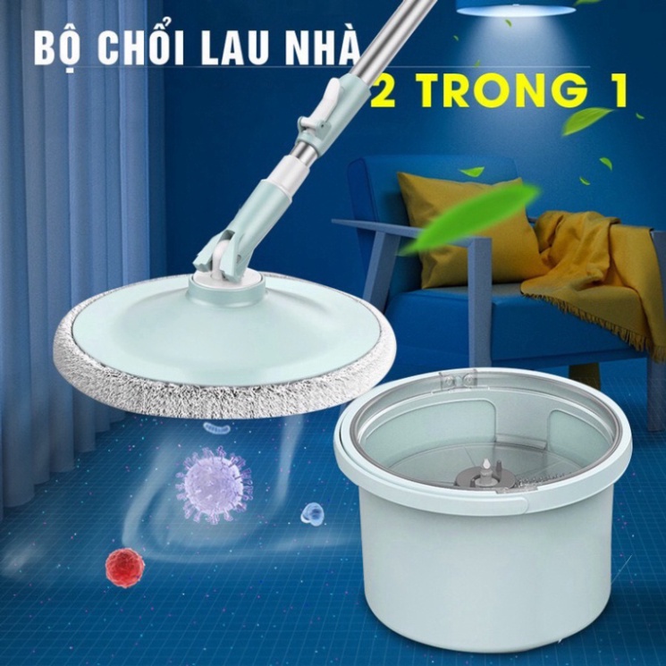 CÂY LAU NHÀ, CHỔI LAU thông minh thế hệ mới, xoay 360 độ, tách nước bẩn, sạch  chỉ 1 lần lau K9 + TẶNG KÈM THẢM LÔNG