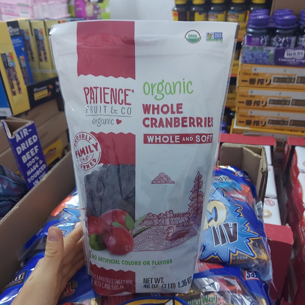 Nam Việt Quất Sấy Khô Patience Fruit & Co Organic Whole Cranberries