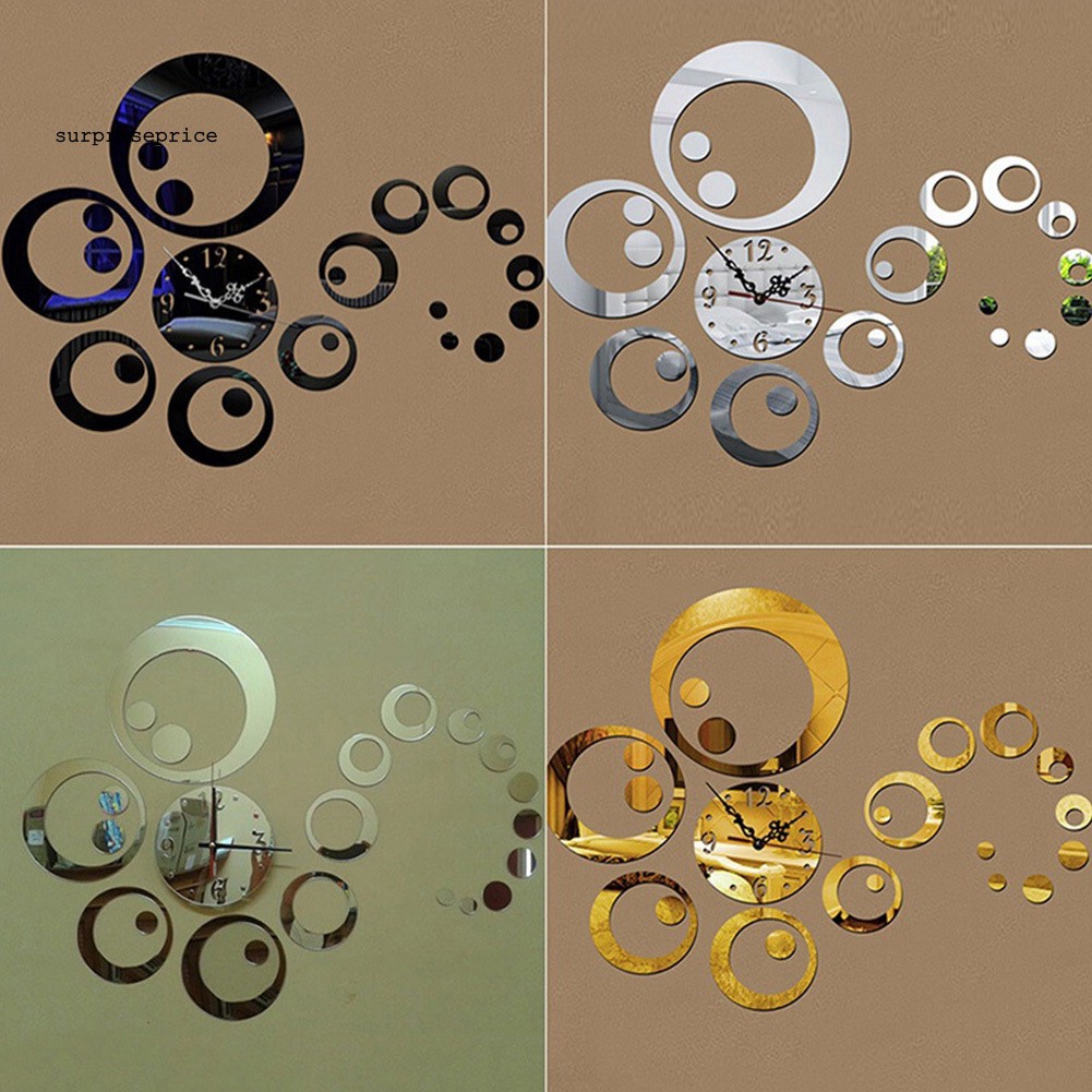 Đồng hồ dán tường kiểu tráng gương 3d độc đáo bắt mắt