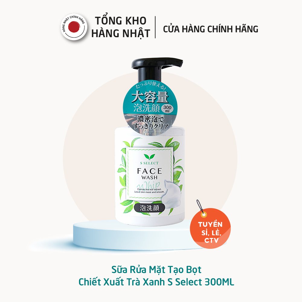 Sữa Rửa Mặt Tạo Bọt Chiết Xuất Trà Xanh S Select Nhật Bản 300ml
