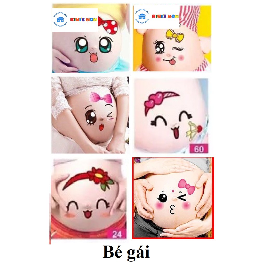 Set 5 Hình dán bụng bầu dễ thương