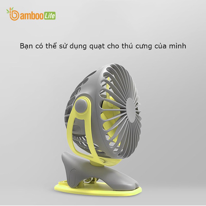 Quạt mini tích điện Bamboo Life BL022 pin siêu bền thời gian lên đến 20h, cầm tay, để bàn, kẹp xe đẩy cho bé | BigBuy360 - bigbuy360.vn