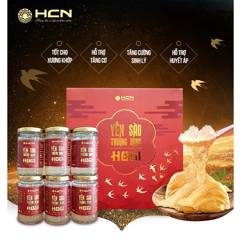 YẾN SÀO ĐÔNG TRÙNG HẠ THẢO HOGI THƯỢNG HẠNG 1 HỘP 6 HŨ x 100ml