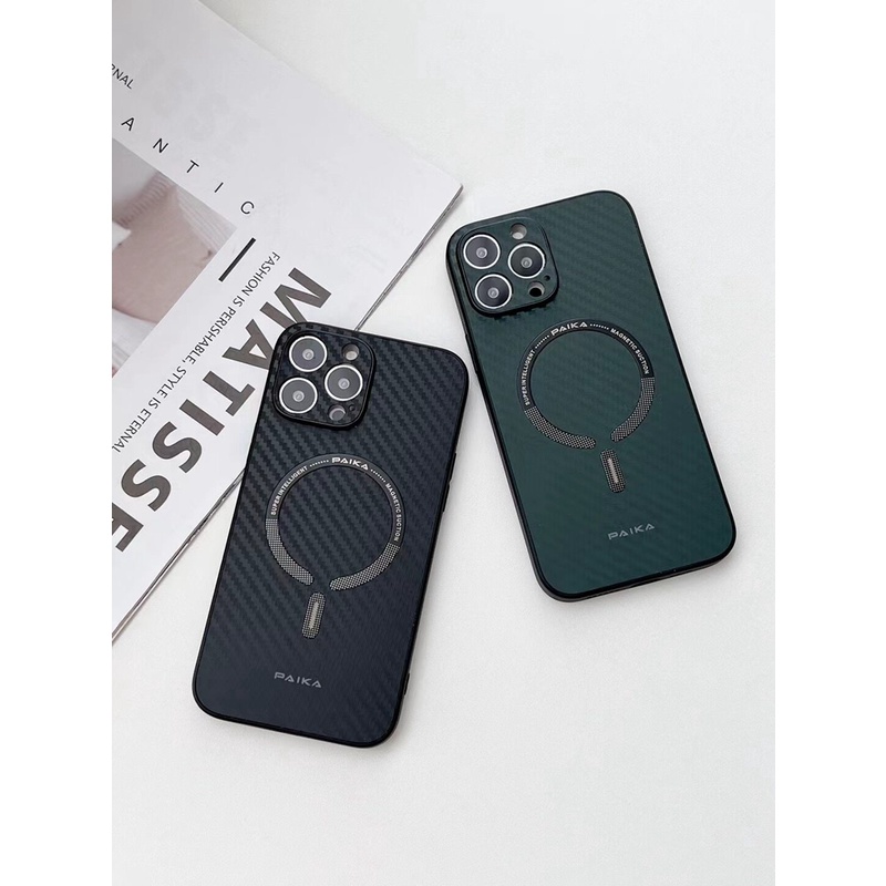 Ốp Điện Thoại PC Sợi Carbon Mặt Nhám Từ Tính Cho iPhone 11 Pro Max 12 Pro Max 13 Pro Max 14 Pro Max