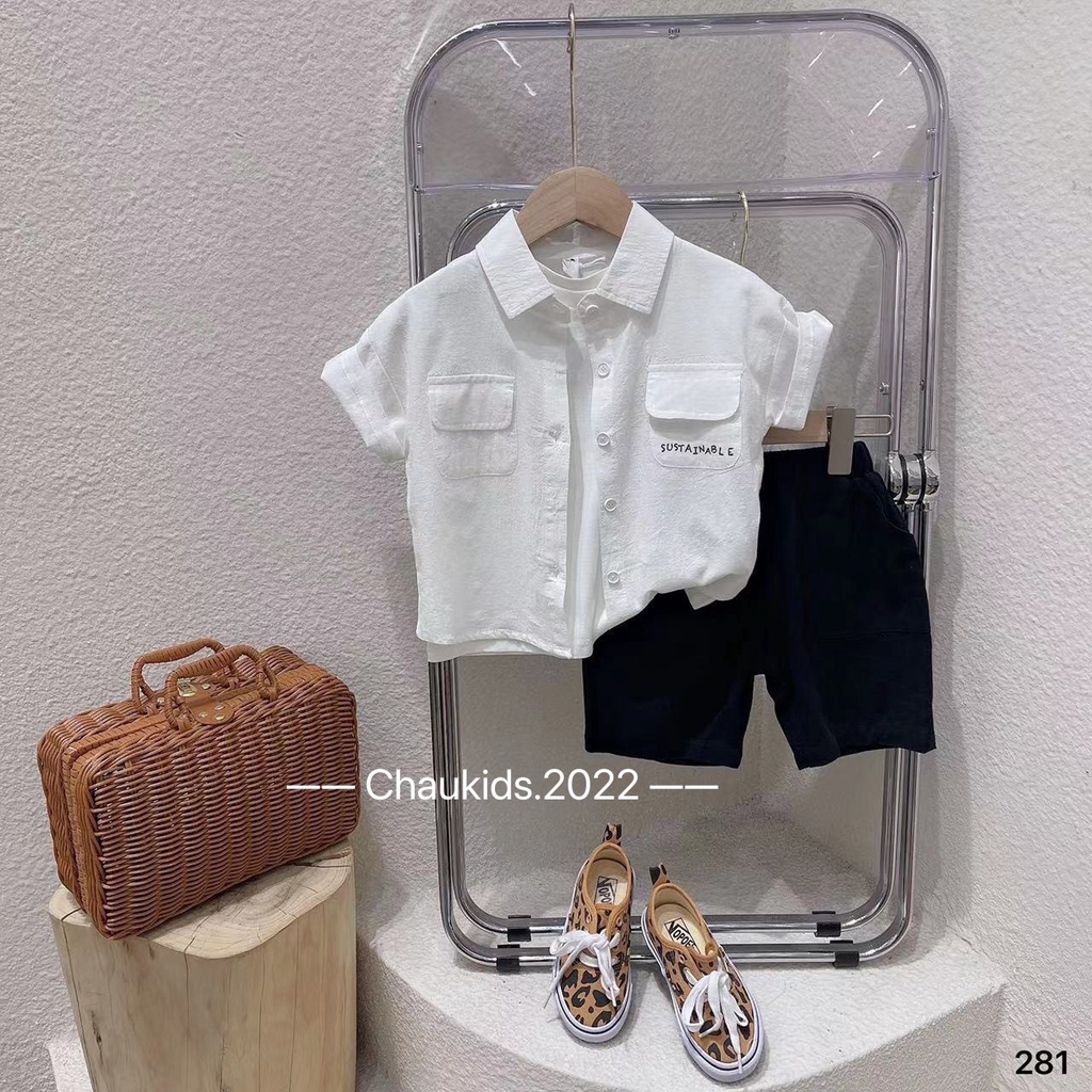Set sơ mi cộc 3ct bé trai