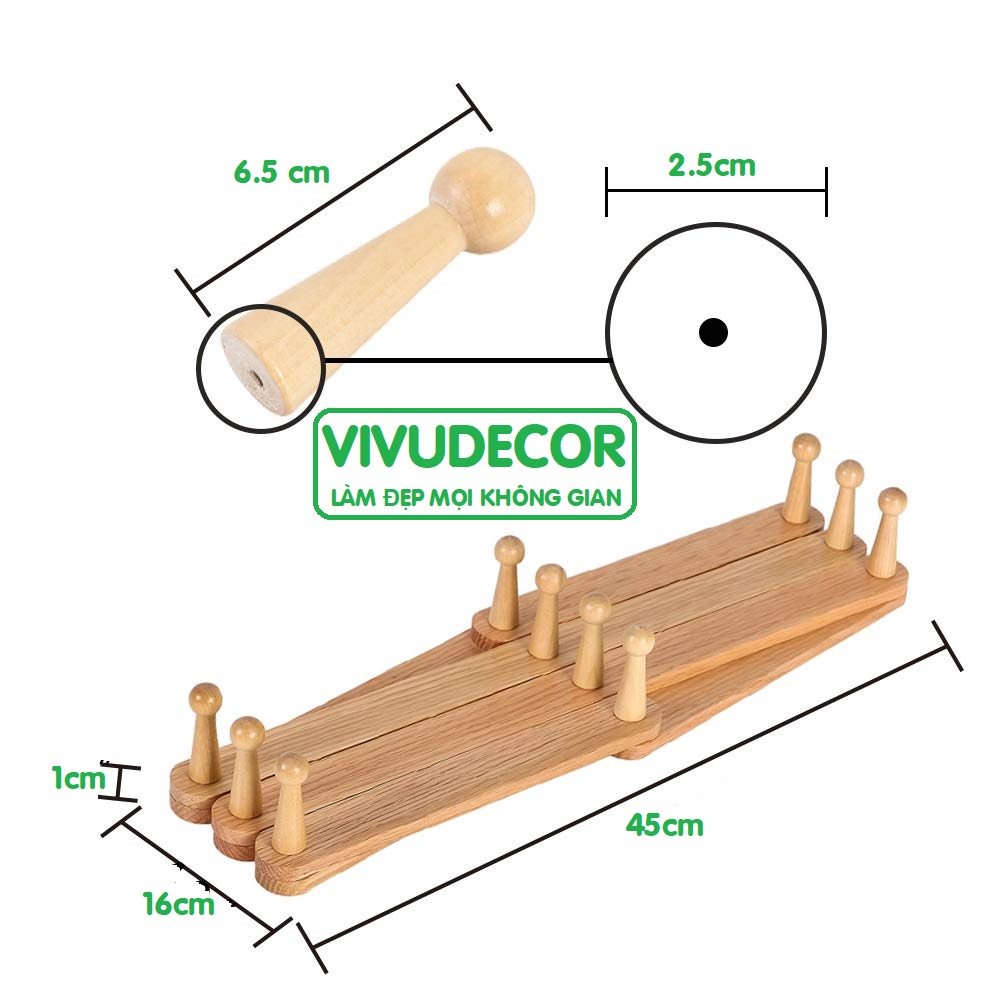 Móc Treo Quần Áo Gắn Tường Bằng Gỗ Vivudecor, Móc Treo Tường Biến Hình 10 Nhánh Và 11 Nhánh Siêu Dính Siêu Chịu Lực