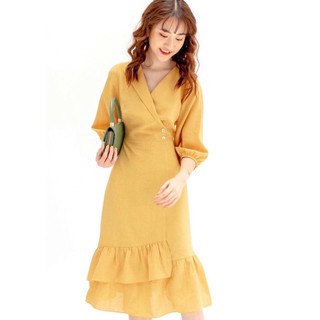 Đầm váy freesize vàng tầng tùng nhúng bèo