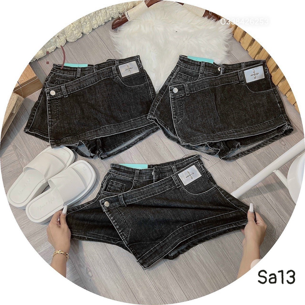 Quần giả váy bò vạt chéo tà Quảng Châu