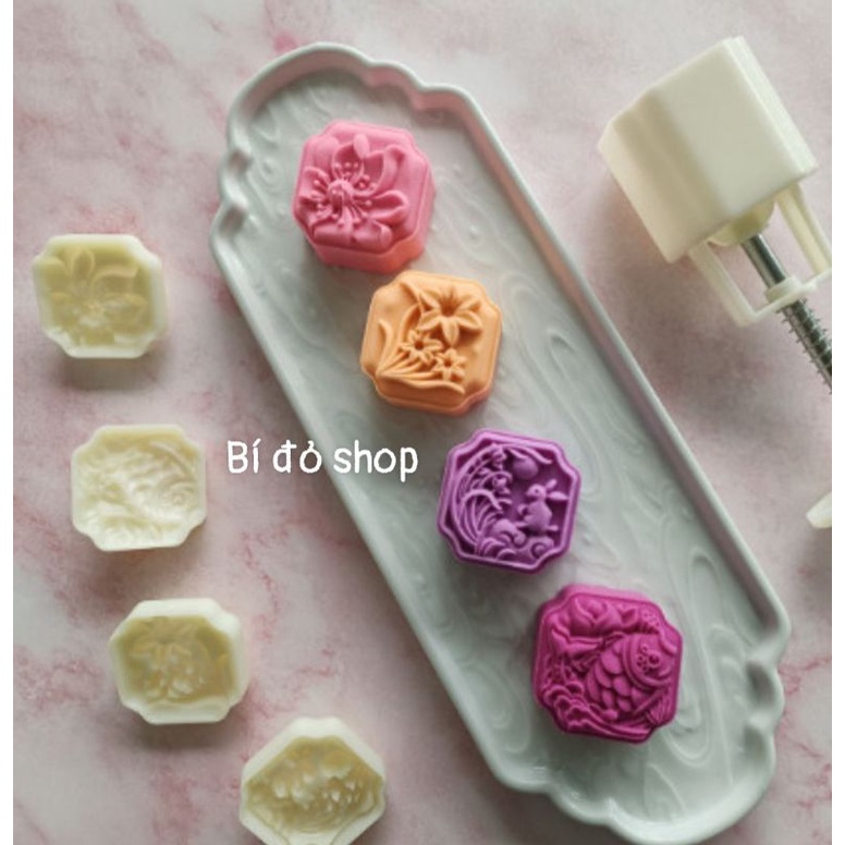 Khuôn trung thu lò xo 2022 THỎ VUÔNC 50g 4 mặt 1 nhấn
