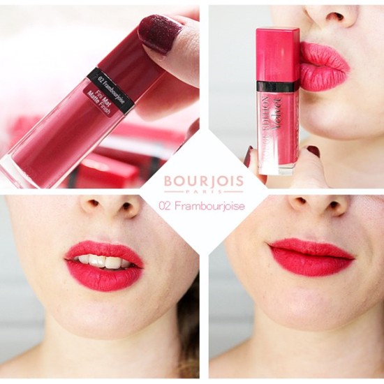 Son kem lì Bourjois Rouge Edition Velvet Lipstick #02 Frambourjoise - màu đỏ mẫu đơn