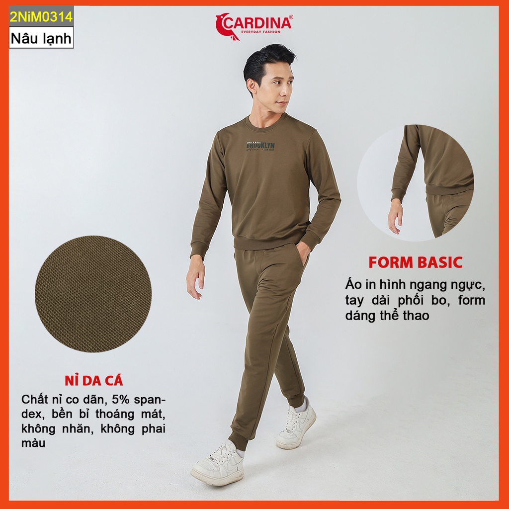 Bộ nỉ nam CARDINA chất cotton da cá cao cấp dáng thể thao khỏe khoắn năng động 2NiM03.