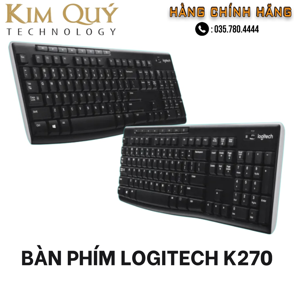 Bàn phím không dây Logitech Keyboard K270 - HÀNG CHÍNH HÃNG -  BH 12 THÁNG
