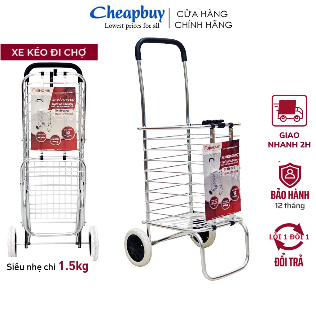 Xe đẩy đi chợ gấp gọn mini đa năng nhập khẩu CN Nhật Bản FUJIHOME SC-250- Chính hãng bảo hành 1 năm