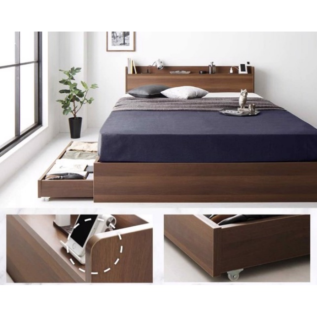 Giường Ngủ Gỗ Công Nghiệp Cao Cấp N01 OHAHA - Brown Bed Mang Phong cách Hàn Quốc Kiểu Nội Thất Lắp Ráp