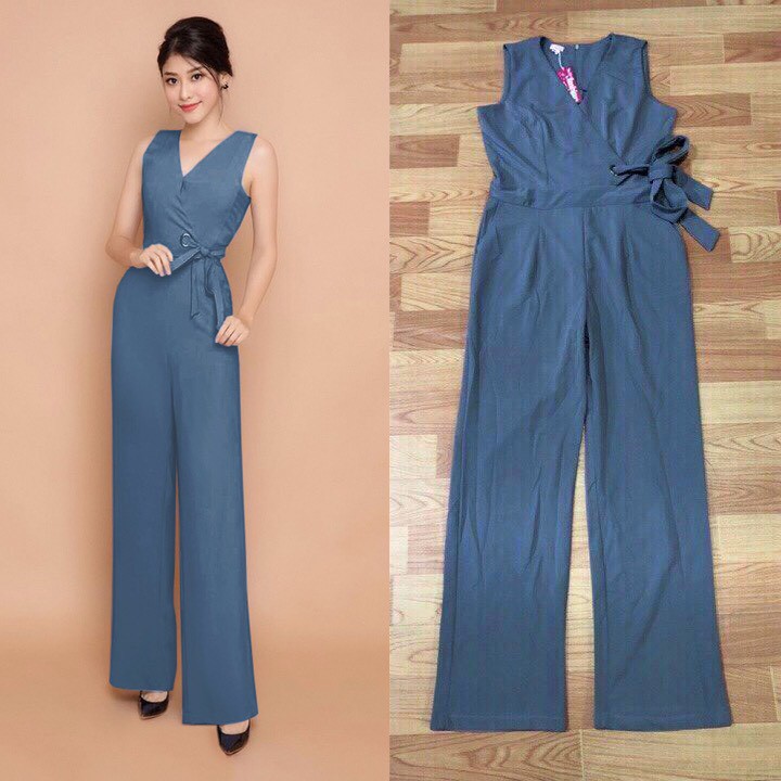 Đồ Bay Dài 🎁FREESHIP🎁Giảm 45k Khi Mua Đơn Từ 500k - Jumpsuit dài ống suông thắt nơ eo sang trọng TJ903