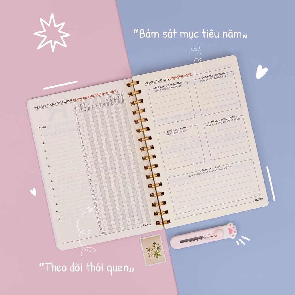 Sổ kế hoạch Planner lò xo kép A5 72,4g/m2; MS: 945