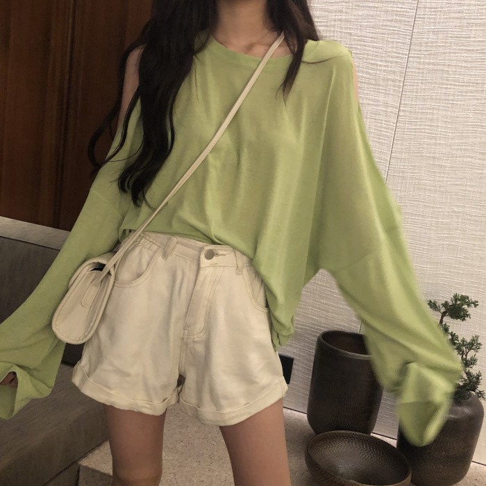 Áo thun màu trơn dáng rộng thoải mái thời trang