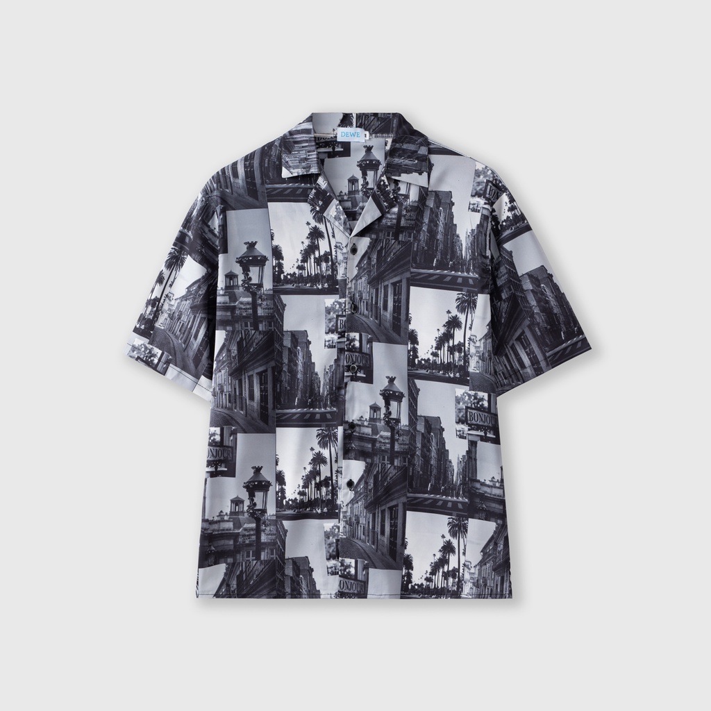 Áo sơ mi ngắn tay DEWE, vải lụa chéo nhập khẩu chống nhắn thoáng mát, hoạ tiết Carnaval - DEWE Cuban Shirt