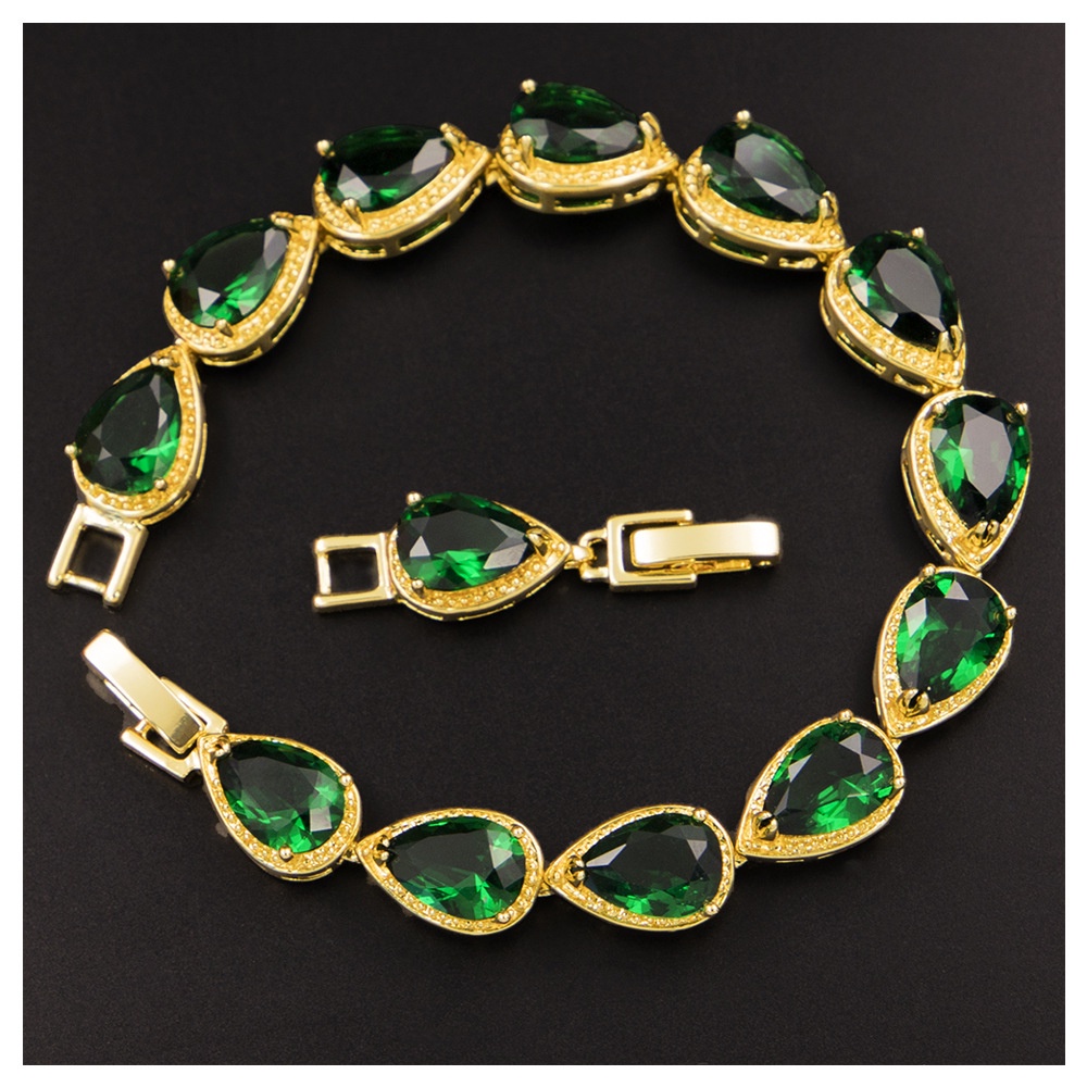 [Ảnh thật] Bộ trang sức Zircon mạ Đồng vàng Rodium cao cấp chống han rỉ bảo vệ môi trường