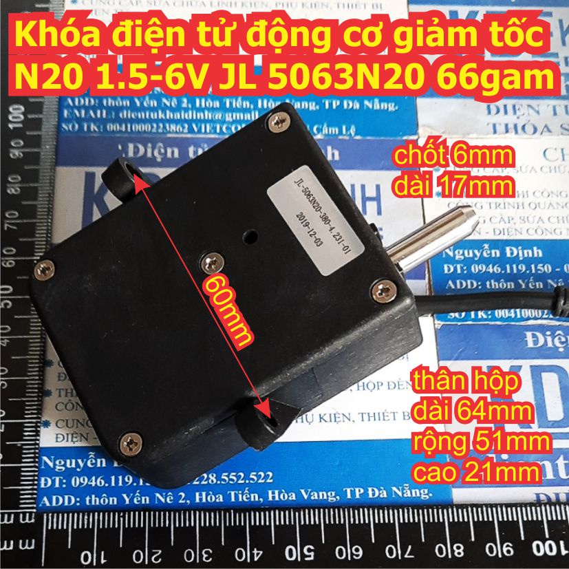 Khóa điện tử động cơ giảm tốc N20 1.5-6V JL 5063N20 66gam kde4973
