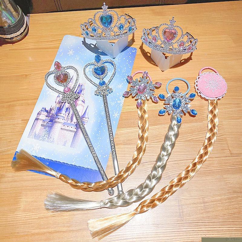 Princess Crown Magic Wand Children's Wig Long Braid Hair Accessories