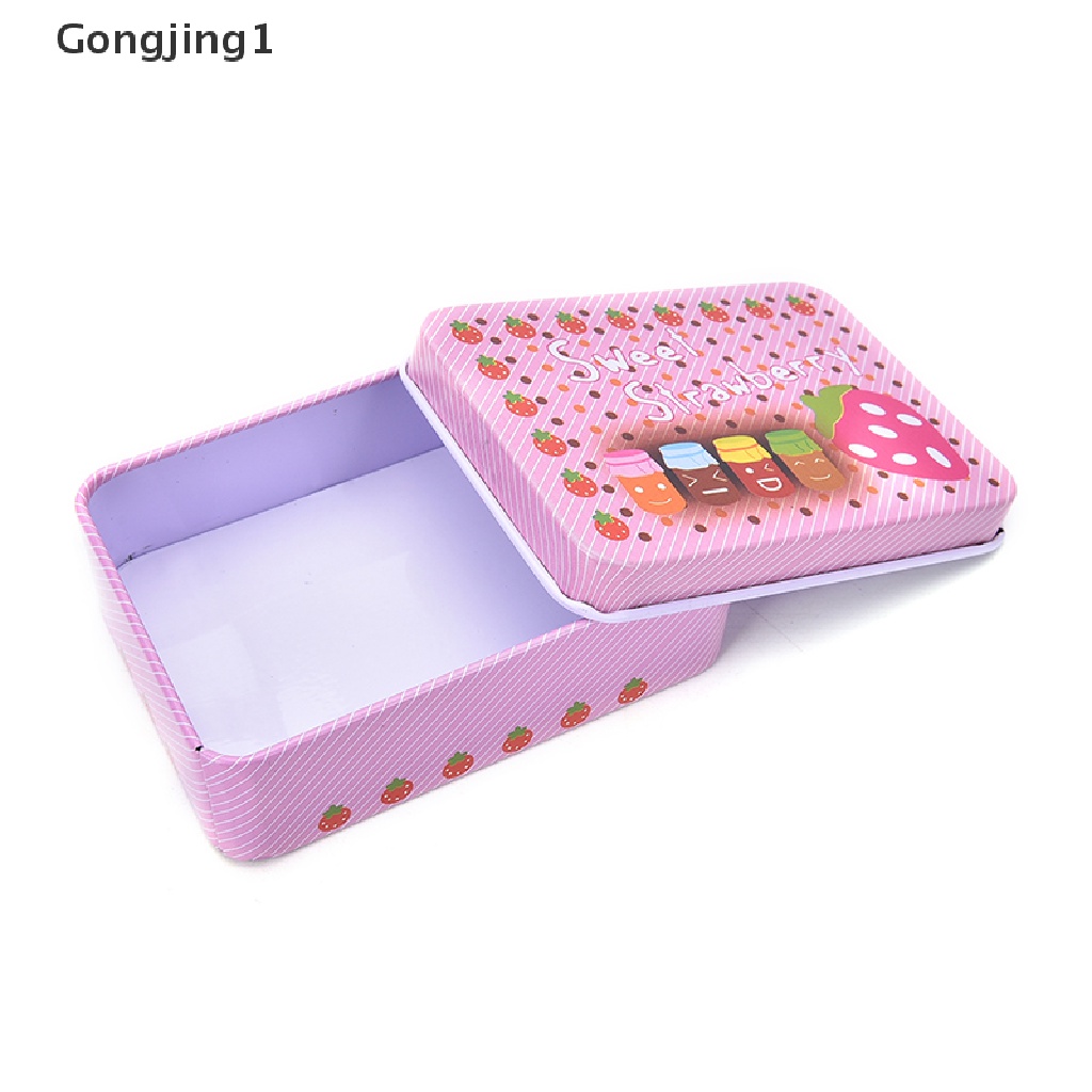Hộp thiếc mini hình chữ nhật in họa tiết dễ thương   dễ thương