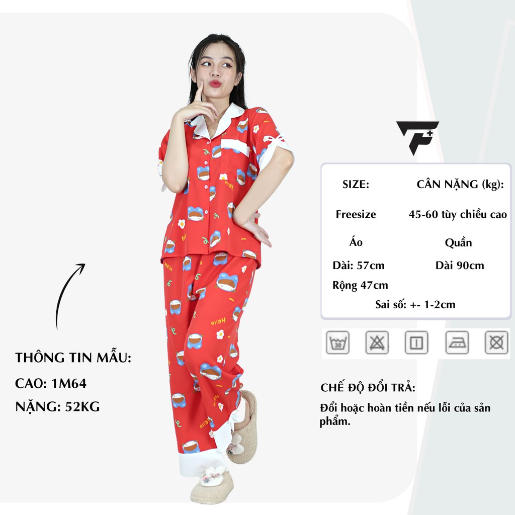 Đồ bộ pijama đồ ngủ Lụa cao cấp mặc nhà họa tiết dễ thương cá tính 299