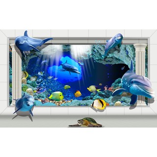 Tranh dán tường 3D VTC Đại dương sống động Lunawall-0009
